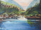 Pat Barkman painting, "MacNaughton Mountain from Wallface Ponds"